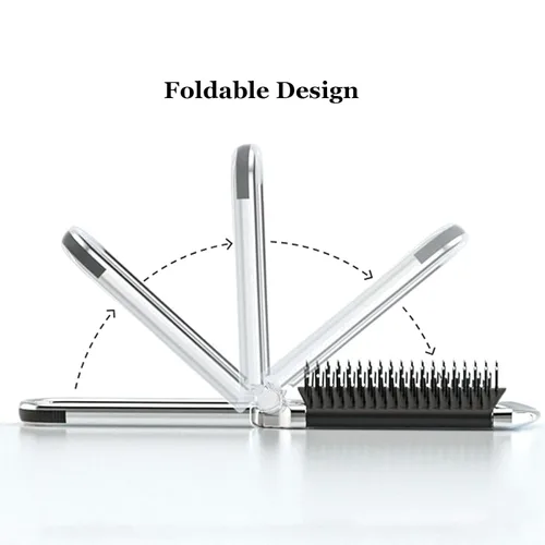 Miniatura 3 de Paquete de 2 cepillos de pelo plegables con espejo, cepillo desenredante húmedo y seco, mini peine de pelo compacto tamaño de viaje, peine de masaje
