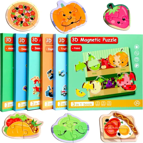Miniatura 8 de Rompecabezas magnéticos para niños de 1 a 3 años, rompecabezas de viaje para niños de 2 a 4 años, juguete de actividades con animales para niños