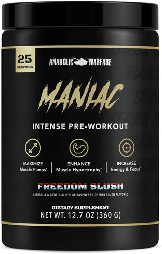 Miniatura 10 de Anabolic Warfare Black Series Maniac, polvo de pre-entrenamiento, soporta óxido nítrico, bombas musculares y síntesis de proteínas* Apple Ambush