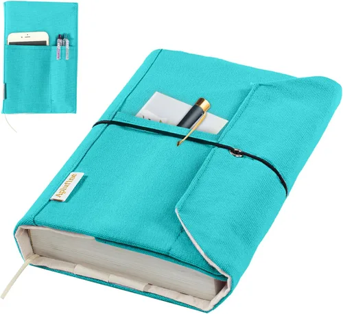 Miniatura 14 de Fundas de libro de lienzo, protector de libro lavable, funda de libro para novelas de tapa blanda, funda de libro ajustable para tapa dura