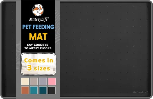 MateeyLife Tapete de silicona para comida para gatos y perros para pisos, impermeable, antideslizante para alimentos y agua, tapete de alimentación