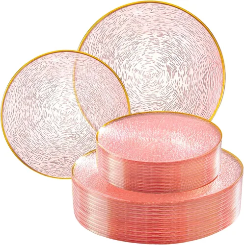 Miniatura 12 de Liacere 100 piezas de platos cuadrados de plástico blanco - 50 piezas de platos de cena resistentes de 9.5 pulgadas y 50 piezas de platos de postre