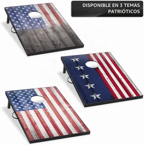 Miniatura 8 de Wild Sports Juego de Cornhole para exteriores de 2'x3' o 2'x4', bandera de Estados Unidos o opciones de madera natural con bolsa de transporte
