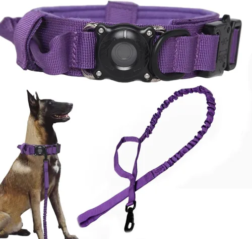 Miniatura 18 de Collar táctico para perro, ajustable, militar, de nailon, con asa de control y hebilla de metal resistente para perros medianos y grandes (negro, S)