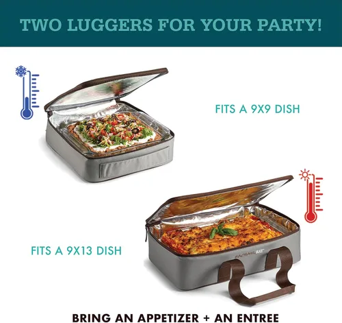 Miniatura 5 de Rachael Ray Lugger Duo, Porta cacerolas aislado para alimentos calientes o fríos, bolsa térmica de lasaña para comida de bolsillo, fiestas, pícnic