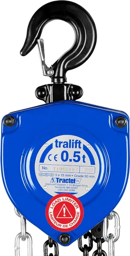 Miniatura 3 de Tractel Polipasto de cadena manual 1/2 tonelada - capacidad de 1000 libras Cadena de acero de 10 pies Acero de grado industrial