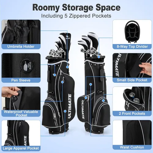 Miniatura 5 de Tangkula 9/10 Pieces Men's Complete Golf Clubs Set, Golf Club Package Set with 460CC Driver, Fairway Wood & Hybrid, Irons, Putter, Portable Regular