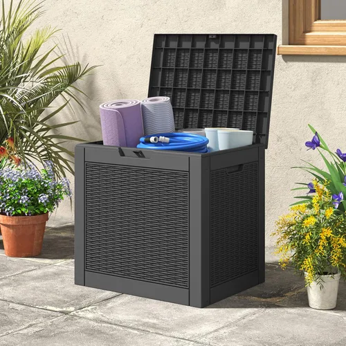 Miniatura 4 de LHBGO Caja de almacenamiento para exteriores de 31 galones, caja de almacenamiento de resina para exteriores, caja de almacenamiento para terraza
