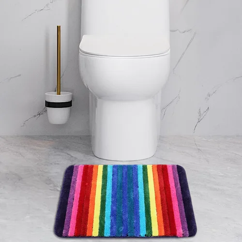 Miniatura 7 de NIENLCIP Alfombras de Baño Arcoíris Coloridas de Microfibra, Tapete de Baño Antideslizante de Felpa, Alfombras de Piso Absorbentes de Agua, Tapete