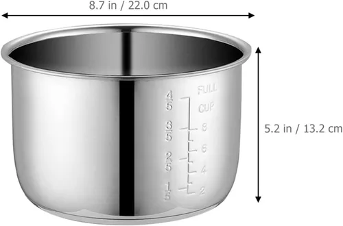 Miniatura 4 de Cabilock Olla de arroz de acero inoxidable de repuesto para olla interior de 4 litros, accesorio compatible con ollas eléctricas y a presión de 8.66