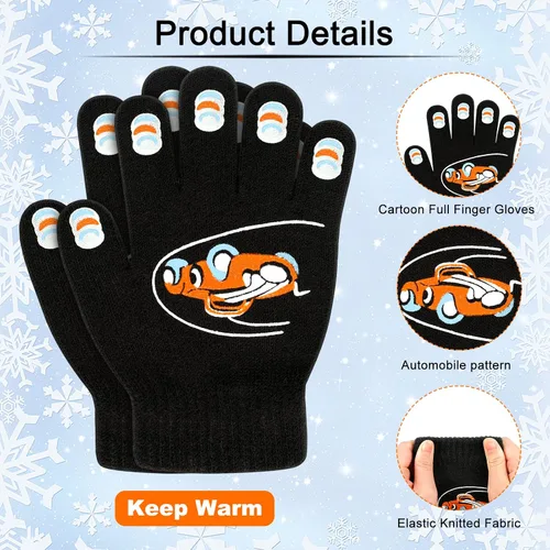 Miniatura 71 de Hicdaw 6 pares de guantes de invierno para niños, guantes de punto elásticos y cálidos para niños o niñas