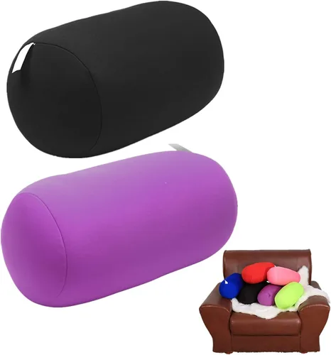 Miniatura 11 de ASkinds 2 almohadas cilíndricas cómodas de rollo de microperlas Jelly Bean Bed Pillow Tube Pillow Cojín para cabeza, cuello, soporte de espalda