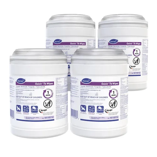 Miniatura 6 de Oxivir Diversey Tb 4599516 Toallitas desinfectantes de limpieza listas para usar, peróxido de hidrógeno acelerado, sin fragancia, hojas estándar