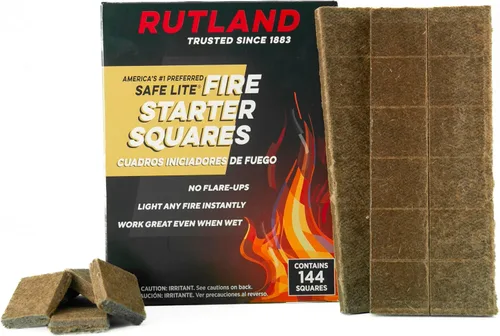 Rutland Safe Lite Cuadrados Iniciadores de Fuego - Iniciadores de Carbón Pesados para Chimenea, Foso de Parrilla, Barbacoa y Fogatas - Accesorios de