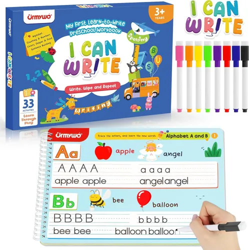 Actividades de aprendizaje preescolar, libros de trabajo de jardín de infantes, juguetes educativos de aprendizaje del alfabeto para niños de 2, 3,
