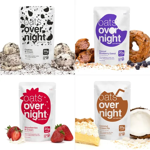 Miniatura 9 de Oats Overnight Paquete de variedad para fiesta - Batido proteico de desayuno alto en proteínas y fibra - Harina de avena sin gluten, avena sin OGM