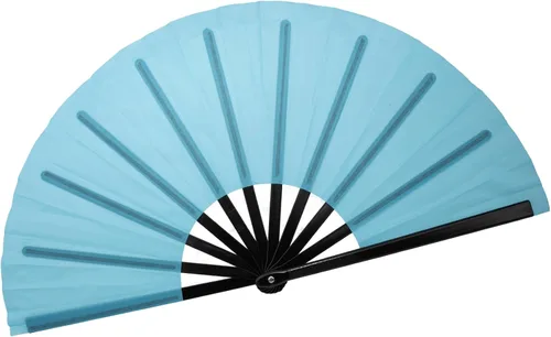 Miniatura 10 de QIRMIZI Abanico grande plegable para rave – Abanicos de tela de nailon, abanicos retro vintage para kung fu, tai chi, danza, festivales de música