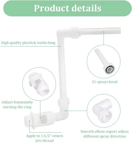 Miniatura 4 de Fuente de piscina para piscina, rociador de cascada para piscina, rociador divertido para piscina con rosca de 1.5 pulgadas para natación