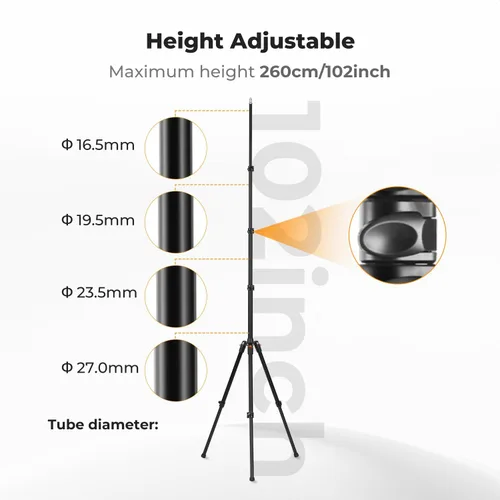 Miniatura 7 de K&F CONCEPT Soporte de luz, trípode de aluminio de 8.5 ft/8.5 pies con cabeza de bola y soporte para tableta de teléfono, soporte de fotografía