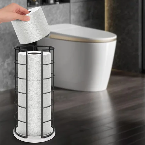 Miniatura 7 de NearMoon soporte organizador de papel higiénico, soporte independiente para 3 rollos de tisú, accesorio de baño de metal, soporte para rollos