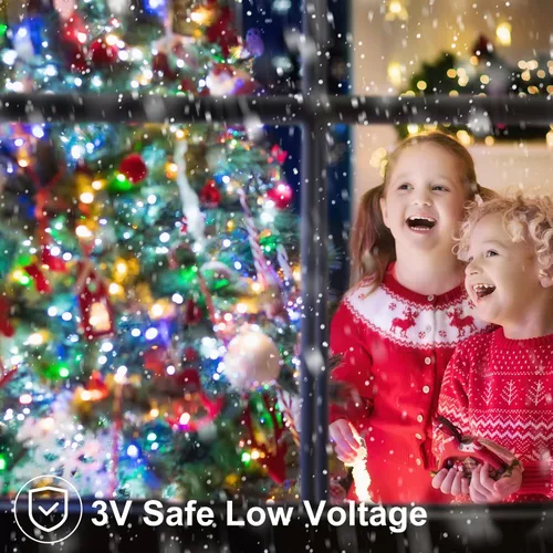 Miniatura 3 de echosari Paquete de 2 Luces de Cadena de Navidad a Batería, Cable Verde de 32 pies 100 Luces de Cadena de Hadas LED con Control Remoto Temporizador