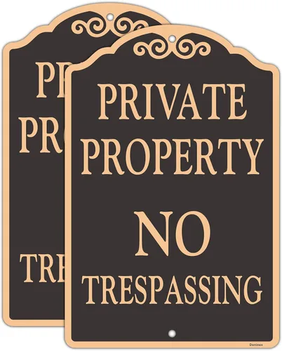Miniatura 6 de Paquete de 4 carteles grandes de propiedad privada que no entran, metal, aluminio, reflectante, ideal para puerta delantera, césped, jardín