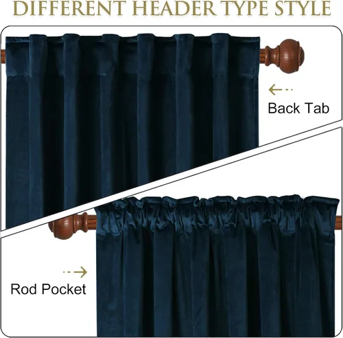 Miniatura 2 de StangH Cortinas de terciopelo súper suaves con pestaña trasera, cortinas azul marino para puerta corredera, decoración de lujo, cortinas opacas