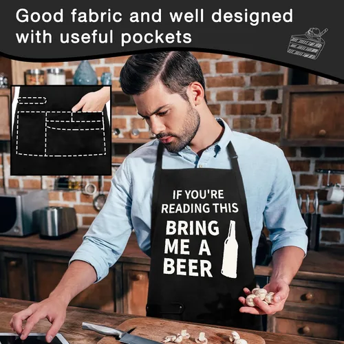 Miniatura 2 de Divertido delantal de chef de cocina con bolsillos, delantales de trabajo de cocina para barbacoa, regalos creativos de cumpleaños para papá Papi