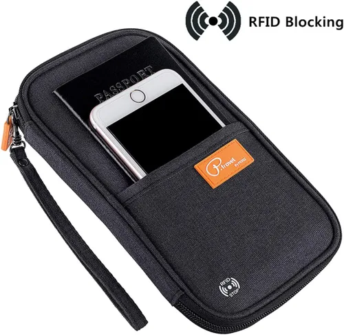 Miniatura 40 de VanFn Cartera RFID para pasaporte de viaje, soporte para pasaporte familiar, organizador de documentos de viaje serie P.Travel (nailon, gris)