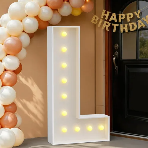 Miniatura 72 de IMPRSV Letras de mosaico iluminadas de marquesina, 4 pies para globos y fiestas, decoración de kit de arco