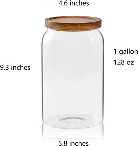 Miniatura 2 de Sweejar Tarros grandes de vidrio para dulces con tapas de madera, tarro de vidrio de 1 galón con tapa, contenedores de almacenamiento