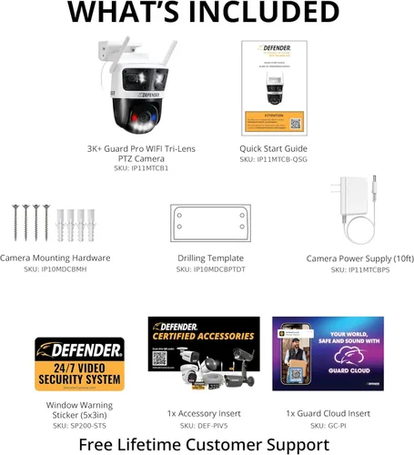 Miniatura 9 de Defender AI 3K+ Guard Tri-Lens WiFi Plug-in Cámara de seguridad 3 en 1, PTZ de 360°, detección de vehículos y humanos AI, seguimiento automático