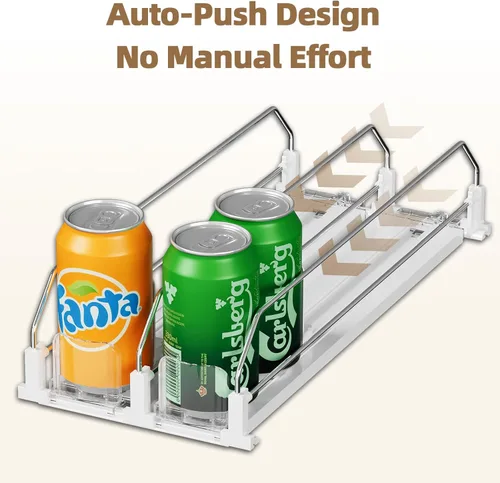 Miniatura 3 de HIYOHIYO Organizador de bebidas de 5 filas para refrigerador, dispensador de latas de soda autoempujable para refrigerador, dispensador automático