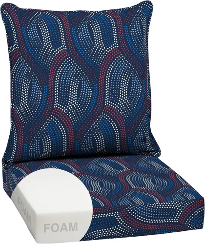 Miniatura 13 de Arden Outdoor Deep Seat Cushion Set, 24 x 24 pulgadas, Cojín para patio resistente al clima, a la lluvia y a la decoloración para silla, sofá y sofá