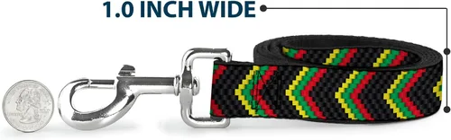 Miniatura 5 de Buckle-Down Correa para mascotas - Chevron Weave Negro/Rasta - 4 pies de largo - 1" de ancho