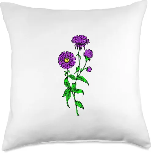 Miniatura 4 de Aster Floral Image Aster - Almohada gráfica de flores moradas, 16 x 16 pulgadas, multicolor