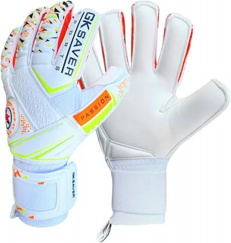 GK Saver Guantes de portero de fútbol Passion Series Guantes de portero profesionales, talla 6 a 11, guantes salvadores extraíbles Blanco