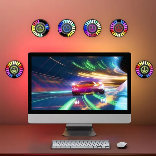 Miniatura 6 de Luz de ritmo de control de sonido magnético RGB colorido, luz de control de sonido recargable RGB con aplicación móvil, control de sonido ritmo