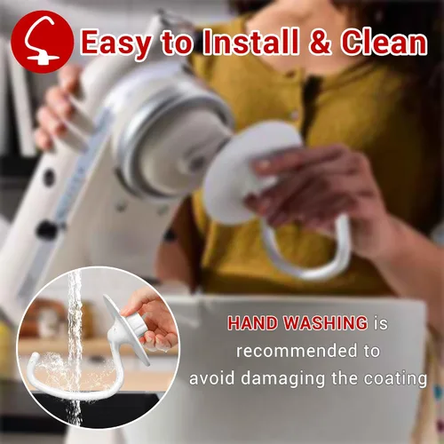 Miniatura 5 de K45DH - Gancho para masa KitchenAid de 4.5/5 cuartos de galón con cabezal inclinable, gancho de masa de pizza para pan, reemplazo para batidoras