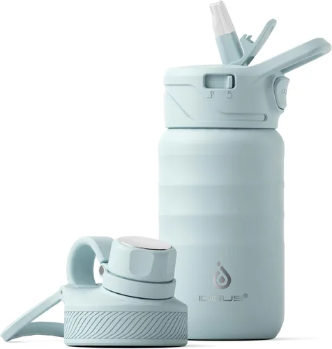 Miniatura 11 de IDEUS Botella de agua aislada de 12 onzas, botella de agua aislada de acero inoxidable para la escuela, botellas aisladas con pajitas a prueba