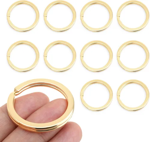 CRAFTMEMORE Llaveros de calidad, anillos planos de metal para llaves de automóvil, accesorios de bricolaje, artesanía en cuero, 10 piezas VTKR (1