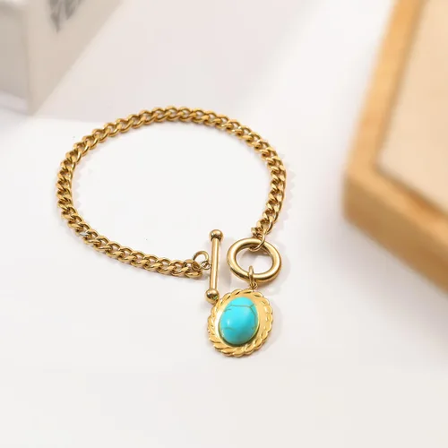 Miniatura 5 de Fannifen - Pulsera ovalada para mujeres, adolescentes y niñas, con cierre OT, joyería exquisita, regalo, Acero inoxidable, Sin gemas.
