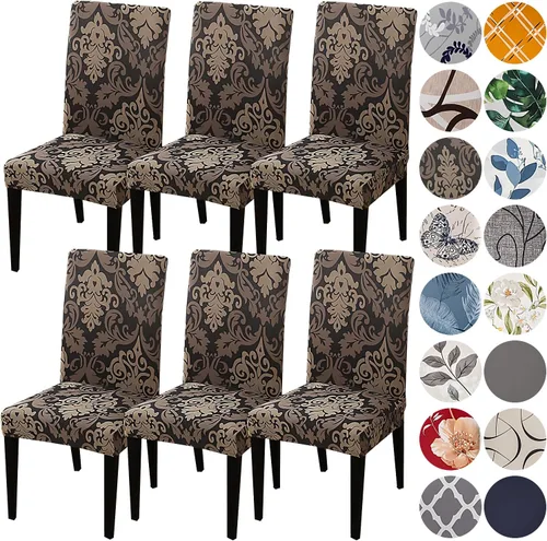 Miniatura 68 de HZDHCLH Juego de 6 fundas grises para sillas Parsons de elastano para comedor, fundas elásticas de elastano para sillas Parsons, fundas de asiento