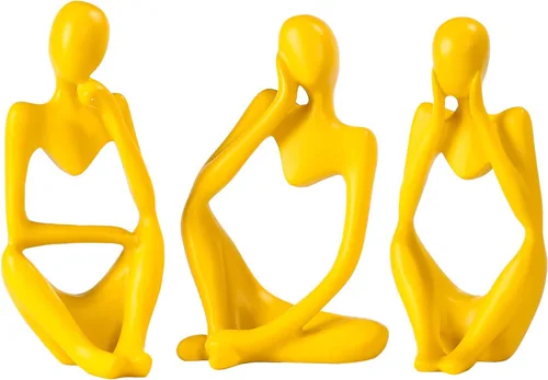 Miniatura 24 de BMLCGJ Estatua del pensador dorada, escultura de arte abstracto decorativa, figuras coleccionables de resina dorada para decoración del hogar, sala