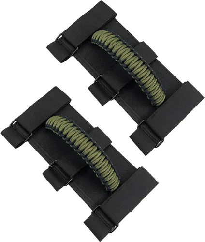 Asas de agarre para Jeep (verde militar), asas de agarre para Jeep Wrangler TJ YJ JK JL Gladiator JT 1987-2023, 2 x asas de agarre para barra Verde
