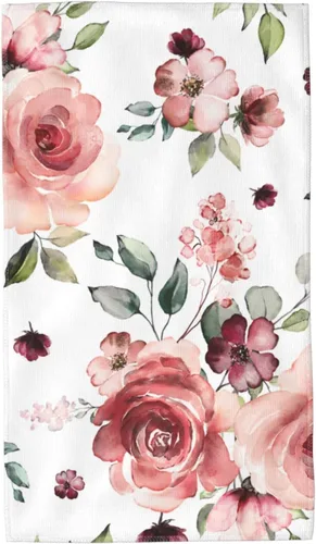 Miniatura 13 de VARUN Toallas largas de mano con flores moradas con hojas verdes, toalla ultra suave, sin costuras, patrón floral, pintura artística, toallas