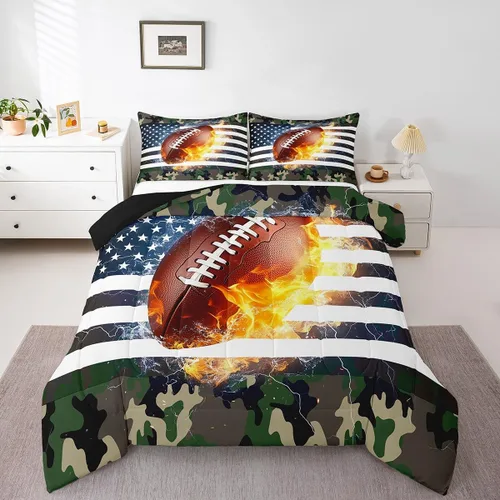 Miniatura 48 de Erosebridal Juego de edredón de bandera estadounidense tamaño individual para niños y adolescentes, juego de ropa de cama de camuflaje, edredón