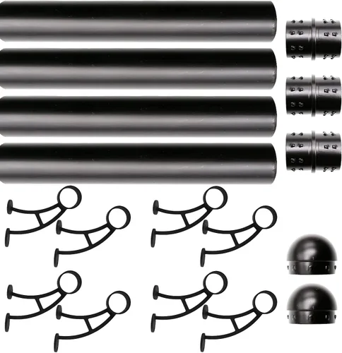 Miniatura 21 de Kit de riel de pie de montaje en barra sólida, tubo de acero inoxidable negro mate con conector interno, soporte de riel de pie de montaje en barra
