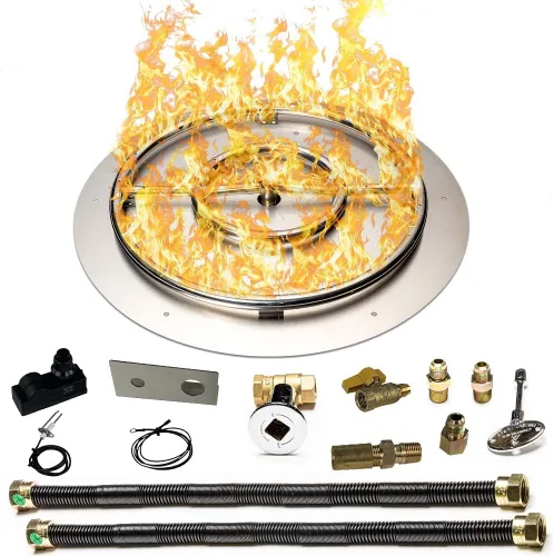 Miniatura 35 de Kit de quemador de acero inoxidable y anillo Pro con encendido por chispa para fogatas de gas natural, sartén de 36 pulgadas, anillo de quemador