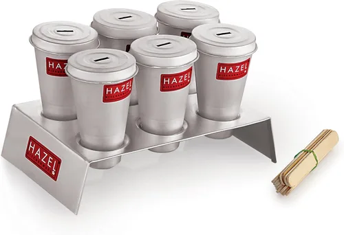 Miniatura 5 de HAZEL Juego de 12 moldes de aluminio para kulfi con 2 soportes y 24 varillas, para hacer helados y paletas reutilizables, moldes Kulfi para hacer
